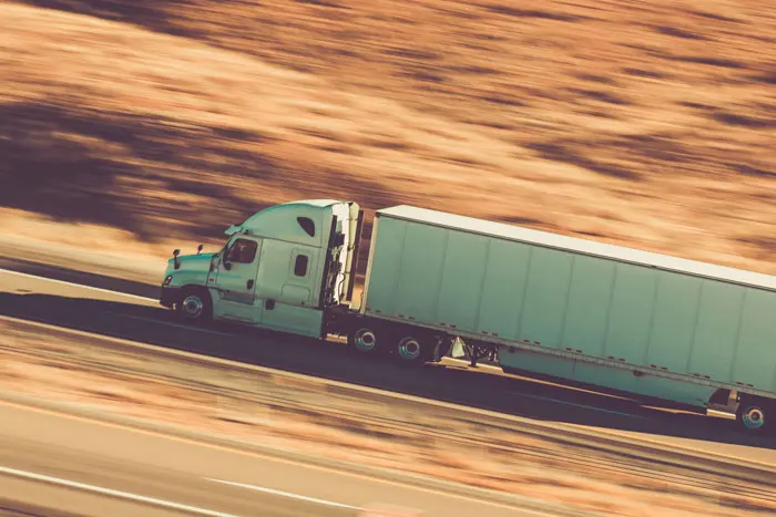 a semi truck in motion